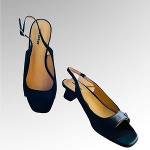 LOLA CRUZ Black Leather Sling Back Shoes Size  EU 40  NEW Career Office Comfort